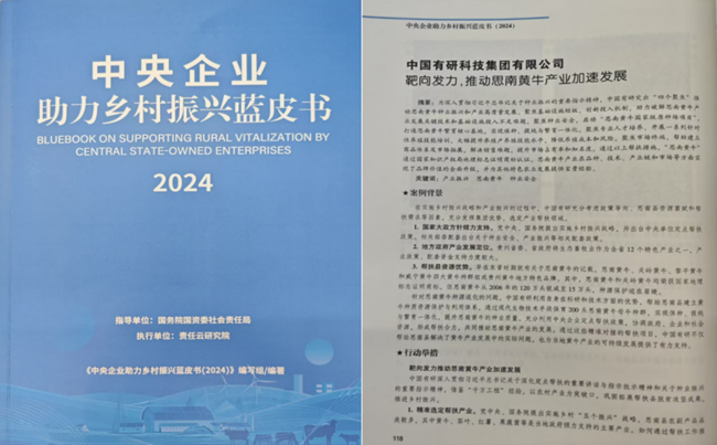 中國(guó)有研助力鄉(xiāng)村振興優(yōu)秀案例入選《中央企業(yè)助力鄉(xiāng)村振興藍(lán)皮書(shū)（2024）》
